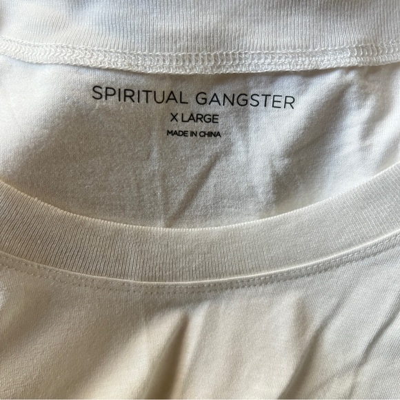 Spiritual Gangster White Boho Embroidered Tank Top Size XL Sleeveless Muscle Tee - Picture 8 of 9